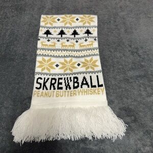Skrewball Knit Scarf with Fringe. Peanut Butter Whiskey promotional scarf.